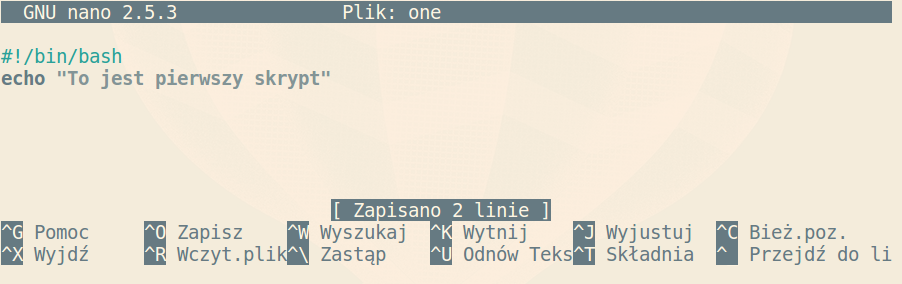 Użycie nano